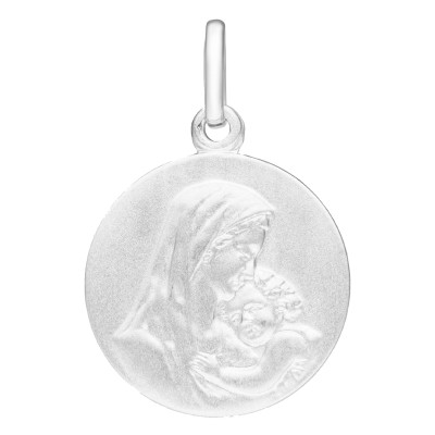 Médaille Vierge à l'Enfant, Argent 925, 17 mm - Emanessence