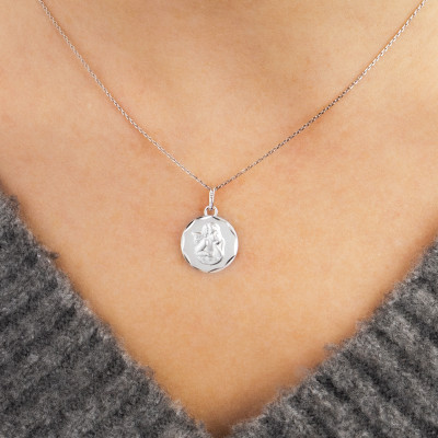 Médaille Ange Raphaël Facettée, Argent 925, 15 mm - Emanessence
