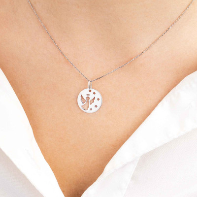 Médaille Ange à Étoiles Ajourés, Argent 925, 16 mm - Emanessence