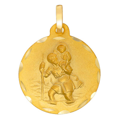 Médaille Saint Christophe, Or Jaune 750, 18 mm ou 22 mm - Lumiosa