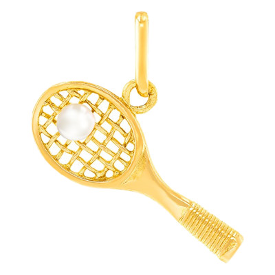 Pendentif Raquette, Or jaune et perle - Lucas Lucor