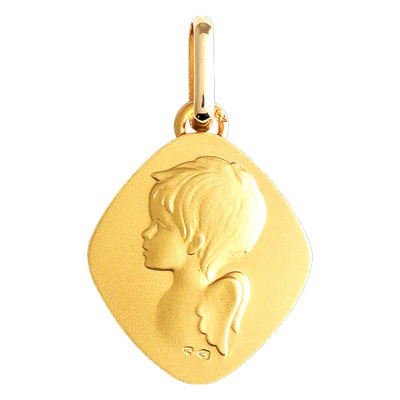 Médaille Losange Ange, Or Jaune 375, 14x15mm - Lucas Lucor