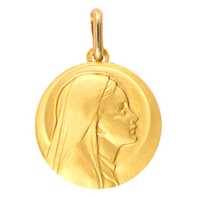 Médaille Vierge Profil Droit, Or Jaune 750, 12 mm à 20 mm - Lucas Lucor