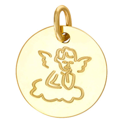 Médaille Ange sur Nuage, Or Jaune, 16mm - Rosatella