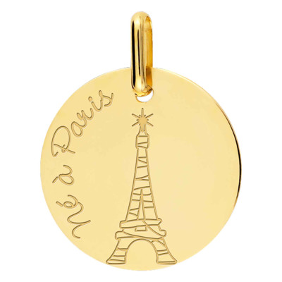 Médaille Garçon "Né à Paris", Or Jaune, 17 mm - Lucas Lucor