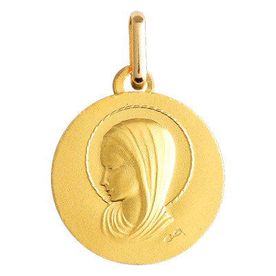 Médaille Vierge au Voile, Or Jaune 750, 15 mm - Lucas Lucor