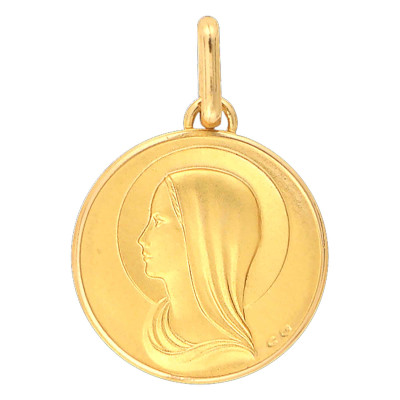 Médaille Vierge de Profil, Or Jaune 750, 15 mm - Lucas Lucor