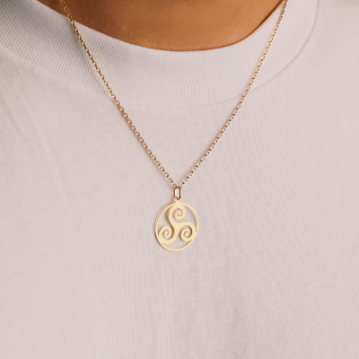 Pendentif Rond Triskel Ajouré, Or Jaune 750, 20 mm - Emanessence