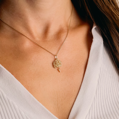 Pendentif Arbre de Vie Texturé, Or Jaune 750, 15x18mm - Emanessence
