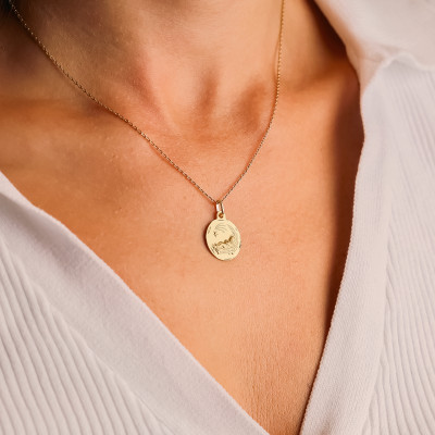 Médaille Enfant Jésus Facettée, Or Jaune 375, 14 mm - Vandona