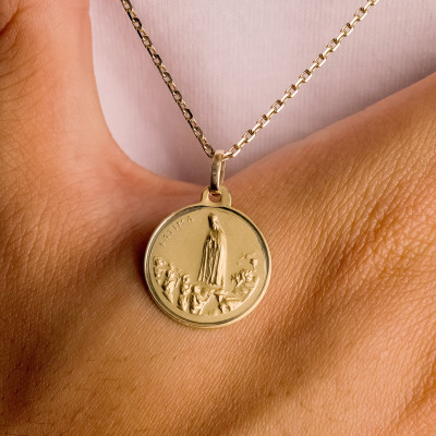 Médaille Notre Dame de Fátima, Or Jaune 375, 18 mm - Vandona