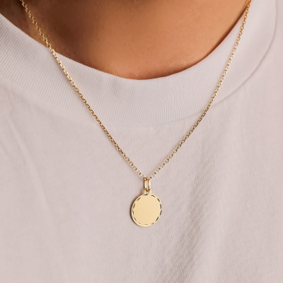 Pendentif Disque Facetté Or Jaune 750, 16 mm - Vandona