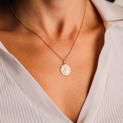 Médaille Sainte Rita, Or Jaune 750, 14 mm - Vandona