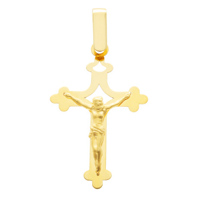 Pendentif Croix du Christ, Or Jaune 750, 16x23mm - Vandona