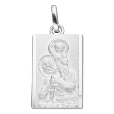 Médaille Rectangle Saint Christophe, Argent, 19x13mm - Emanessence