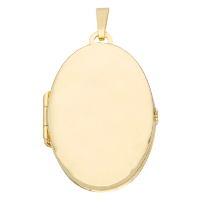 Pendentif Porte Photo Ovale Lisse, Or Jaune 375 - Vandona