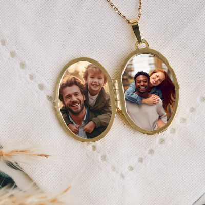 Pendentif Porte Photo Ovale Lisse, Or Jaune 375 - Vandona