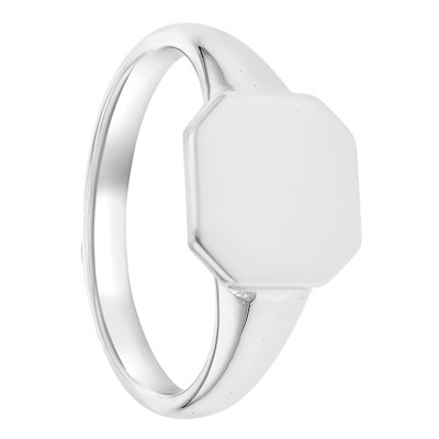 Chevalière Plateau Octogone, Argent 925, 10x10mm - Emanessence