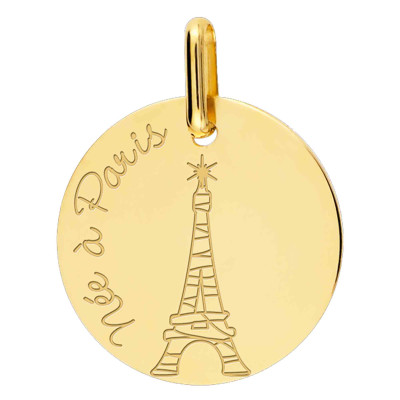 Médaille Fille "Née à Paris", Or Jaune, 17 mm - Lucas Lucor
