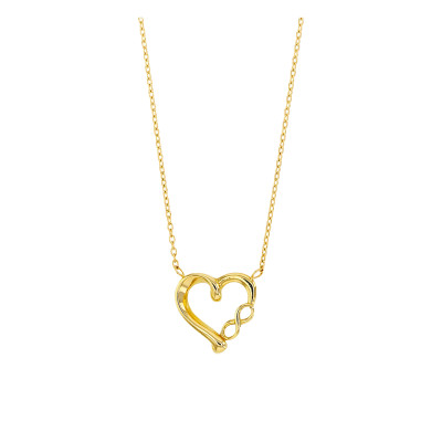 Collier Coeur Infini, Or Jaune 375, 42,5cm - Emanessence