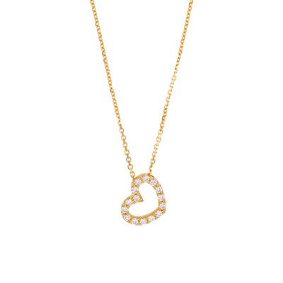 Collier Coeur Ajouré, Or Jaune 375 & Oxydes, 42 cm - Emanessence