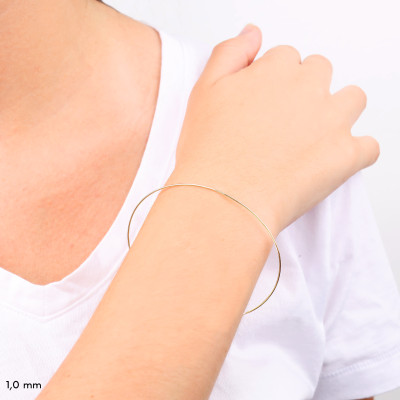 Bracelet Jonc Fil Rond Massif 53 mm, Or jaune 750 - Emanessence