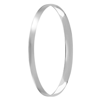 Bracelet Demi Jonc Plat Massif, 67 mm Or blanc 750 - Emanessence