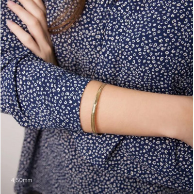 Bracelet Demi Jonc Plat Massif 60 mm, Or jaune 750 - Emanessence