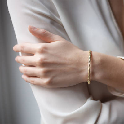 Bracelet Jonc Torsadé, Or jaune 375 - Emanessence