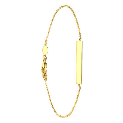 Gourmette Plaque Rectangle, Or jaune 375, 18 à 19,50cm - Emanessence