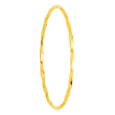 Bracelet Jonc Fil Carré Vrillé Massif 63 mm, Or jaune 750 - Emanessence