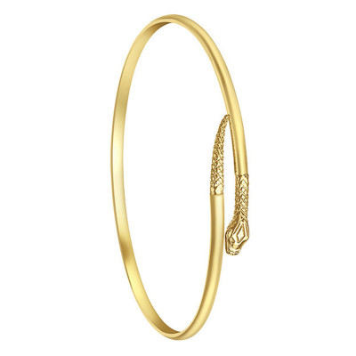 Bracelet Jonc Ovale Serpent, Or jaune 375, 60mm - Emanessence
