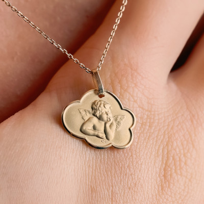 Médaille Ange Nuage, Or Jaune, 18x14 mm - Lucas Lucor