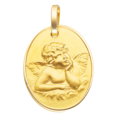 Médaille Ange Pensif, Or Jaune, 13x17mm - Lucas Lucor