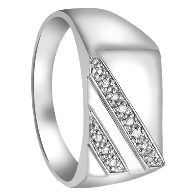 Chevalière Royale Diamants, Or blanc 375 - Emanessence