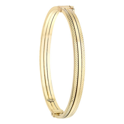 Bracelet Jonc à motif Ovale/Rectangulaire, Or jaune 375 - Emanessence