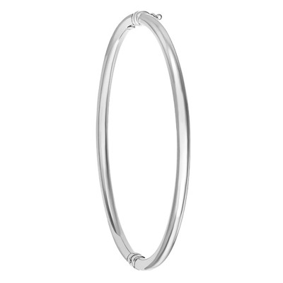 Bracelet Jonc Ovale 3,70 mm, Or blanc 375 - Emanessence
