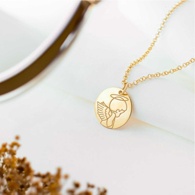 Médaille Ange ailé de profil, Or Jaune 750, 16mm - Argyor