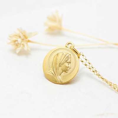 Médaille Vierge Marie Auréole, Or jaune 750, 16 & 18mm - Argyor