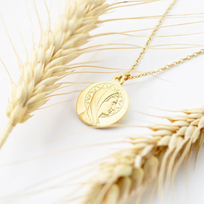 Médaille Vierge Marie, Or jaune 750, 16 & 18mm - Argyor