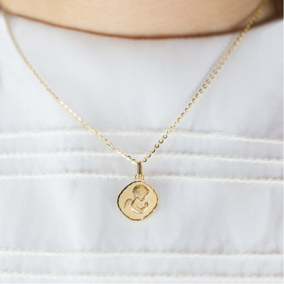 Médaille Ange en Prière, Or jaune 375, 14,50mm - Argyor