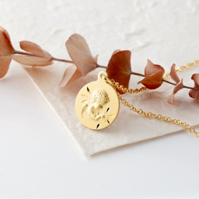 Médaille Ange à l'Etoile, Or jaune 750, 16.50 mm - Argyor