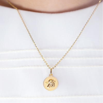 Médaille Ronde Ange Raphaël, Or jaune 375, 13mm - Argyor
