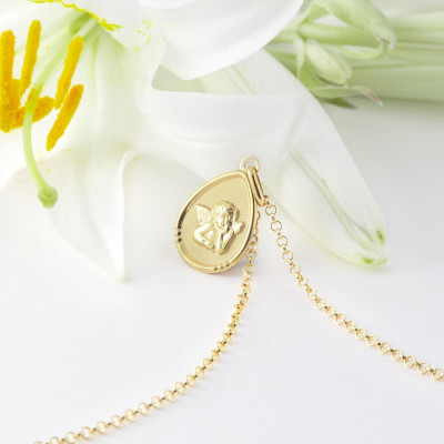 Médaille Goutte Ange Raphaël, Or jaune 750, 15x19mm - Argyor