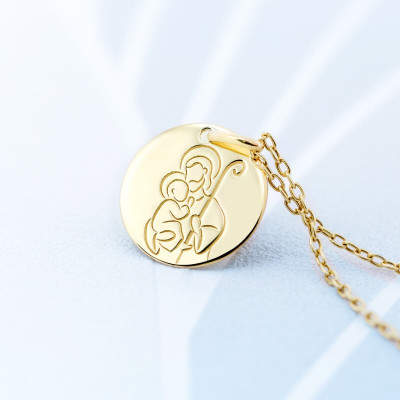 Médaille Saint Joseph laser, Or Jaune 750, 16 mm - Argyor