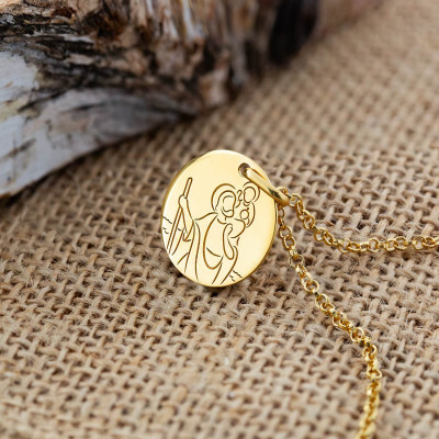 Médaille Saint Christophe laser, Or Jaune 750, 16 mm - Argyor