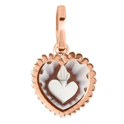 Pendentif Camée Coeur, Argent Rose Doré - Emanessence
