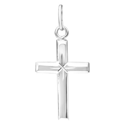 Pendentif Croix Biseautée, Argent 925, 20x14mm - Emanessence