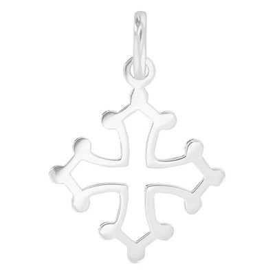 Croix Occitane, Or blanc, 20x17mm - Emanessence