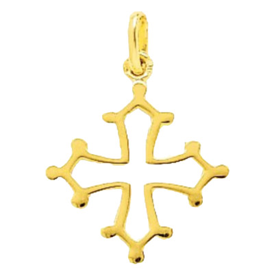 Croix Occitane fil massif, Or Jaune 750, 20x24mm - Emanessence